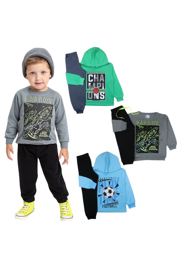 Roupa Infantil Outono Inverno Kit Conjunto Moletom Infantil